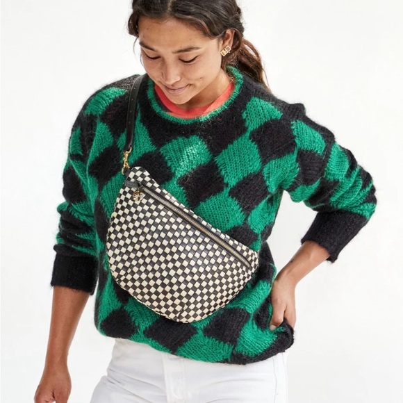 CLARE V Grand Fanny • Black/Cream Woven Checker ♥️ - Picture 6 of 6